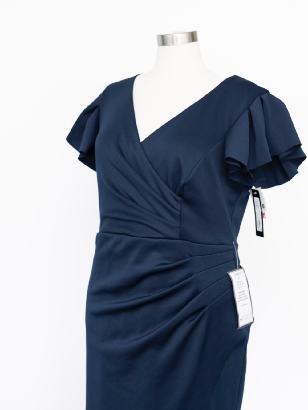Xscape - Ruffle Sleeve Ruched Scuba Knit Gown - Picture 10 of 13